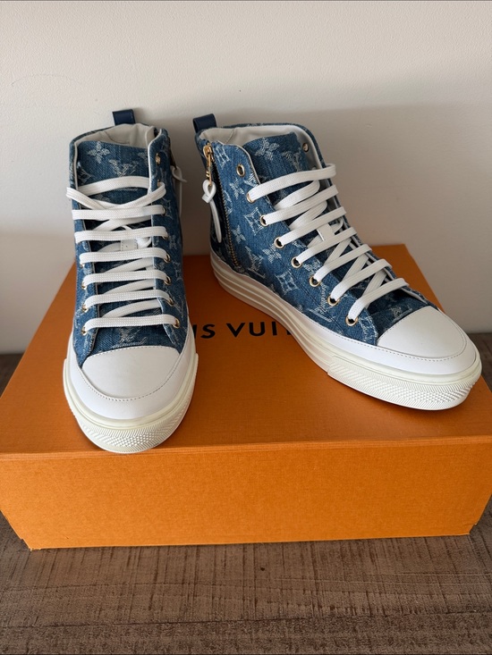 Louis Vuitton Shoes - Louis Vuitton Blue Denim Monogram High-Top Sneakers
